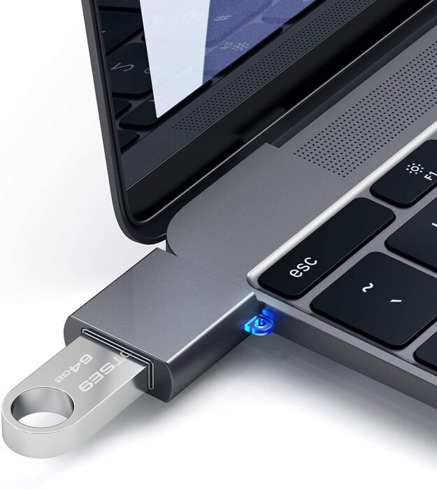 Satechi Type-C na Type-A USB adapter - Sivi