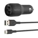 Auto punjač Belkin BOOST 24W USB-A na USB-C - Crni