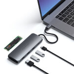 Satechi USB-C Hybrid Multiport adapter s SSD čitaćem - Siva