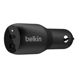 Auto punjač Belkin Boost Charger 36W Dual USB-C - Crni