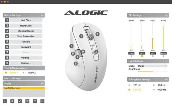 A-Logic Apex Bluetooth USB-C Rechargeable 7 Keys Programmable Mouse - Crna