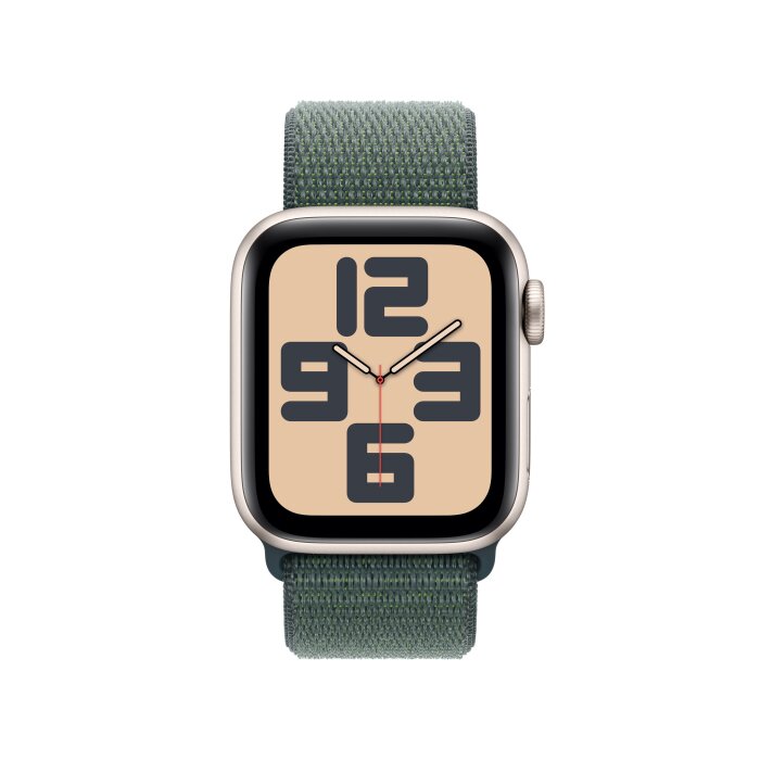 Apple Watch SE GPS 44mm Starlight Aluminium Case with Lake Green Sport Loop