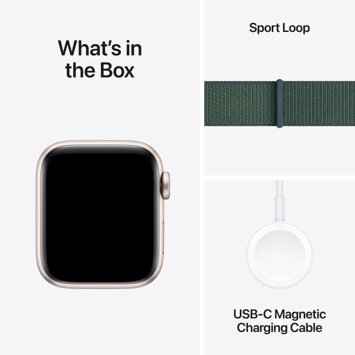 Apple Watch SE GPS 44mm Starlight Aluminium Case with Lake Green Sport Loop