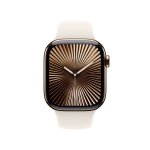 Apple Watch Series 10 GPS + Cellular 42mm Gold Titanium Case with Starlight Sport Band - M/L