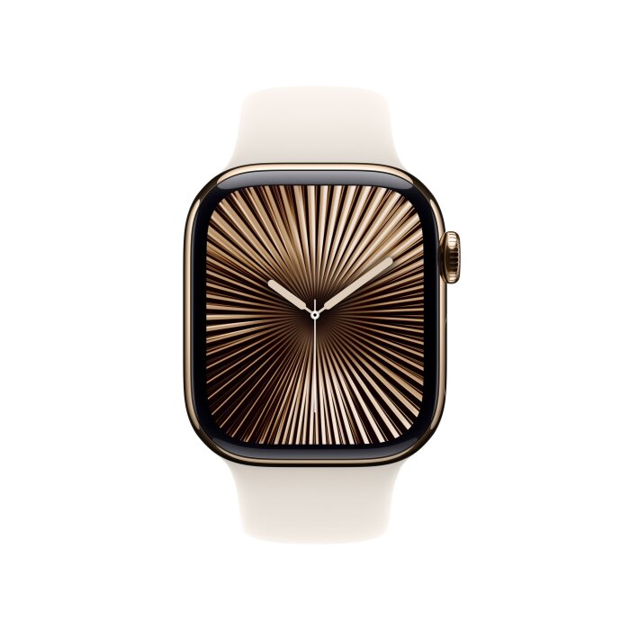 Apple Watch Series 10 GPS + Cellular 42mm Gold Titanium Case with Starlight Sport Band - M/L