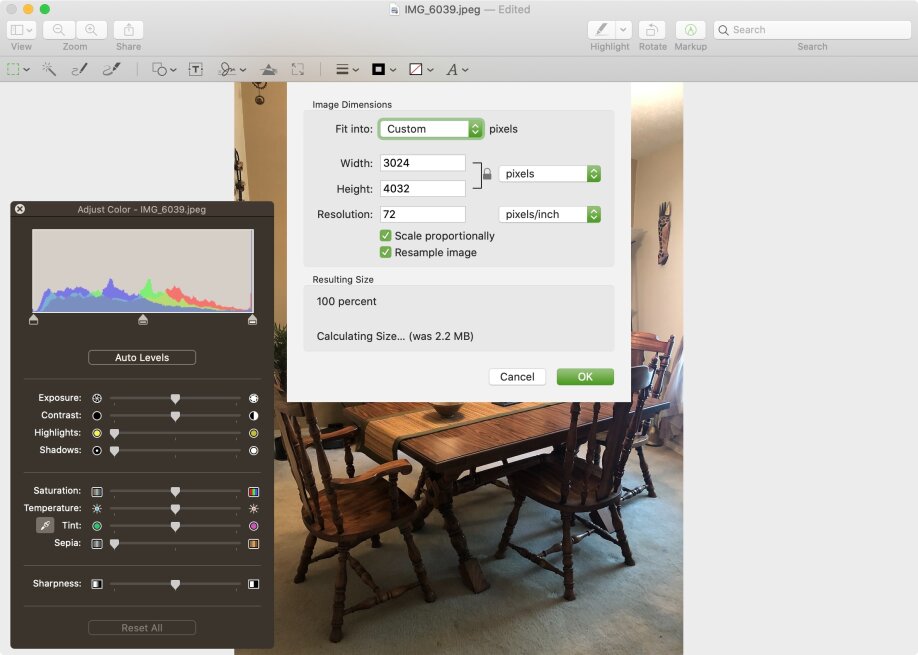 Kako upotrebljavati alate za boju i veličinu u Pregledu na Mac uređaju